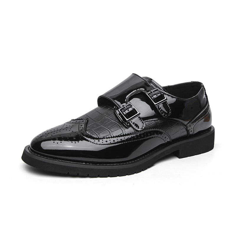 Monk Strap Shoe - Men Patent Leather Monk Strap Dress