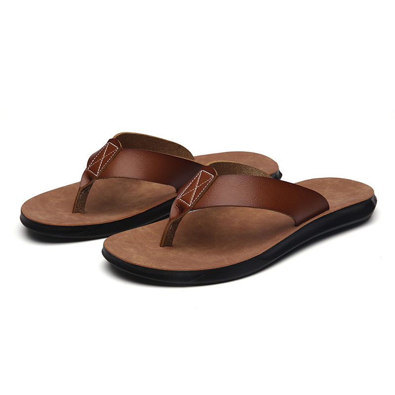 Men'S Shoes Popular - 38-47 New Italian Leather Flip-flops for