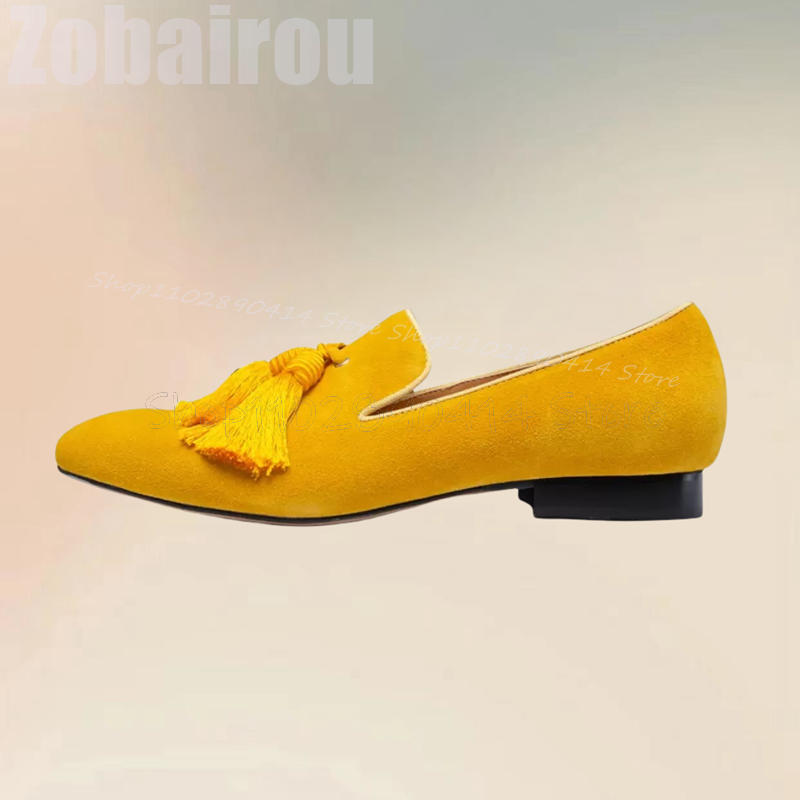 Yellow Tassels Decor Suede Low - Men Shoes Yellow review and price