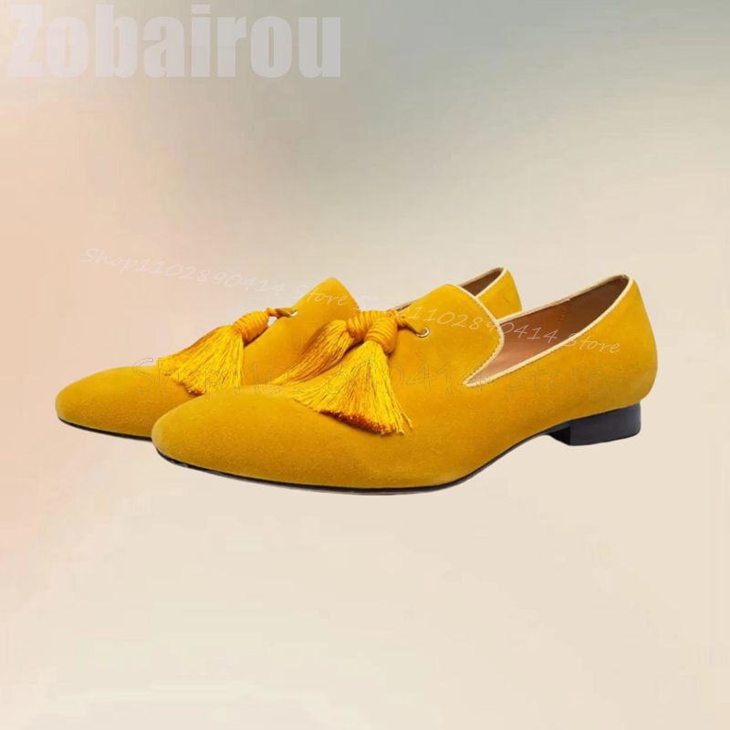 Yellow Tassels Decor Suede Low - Men Shoes Yellow review and price