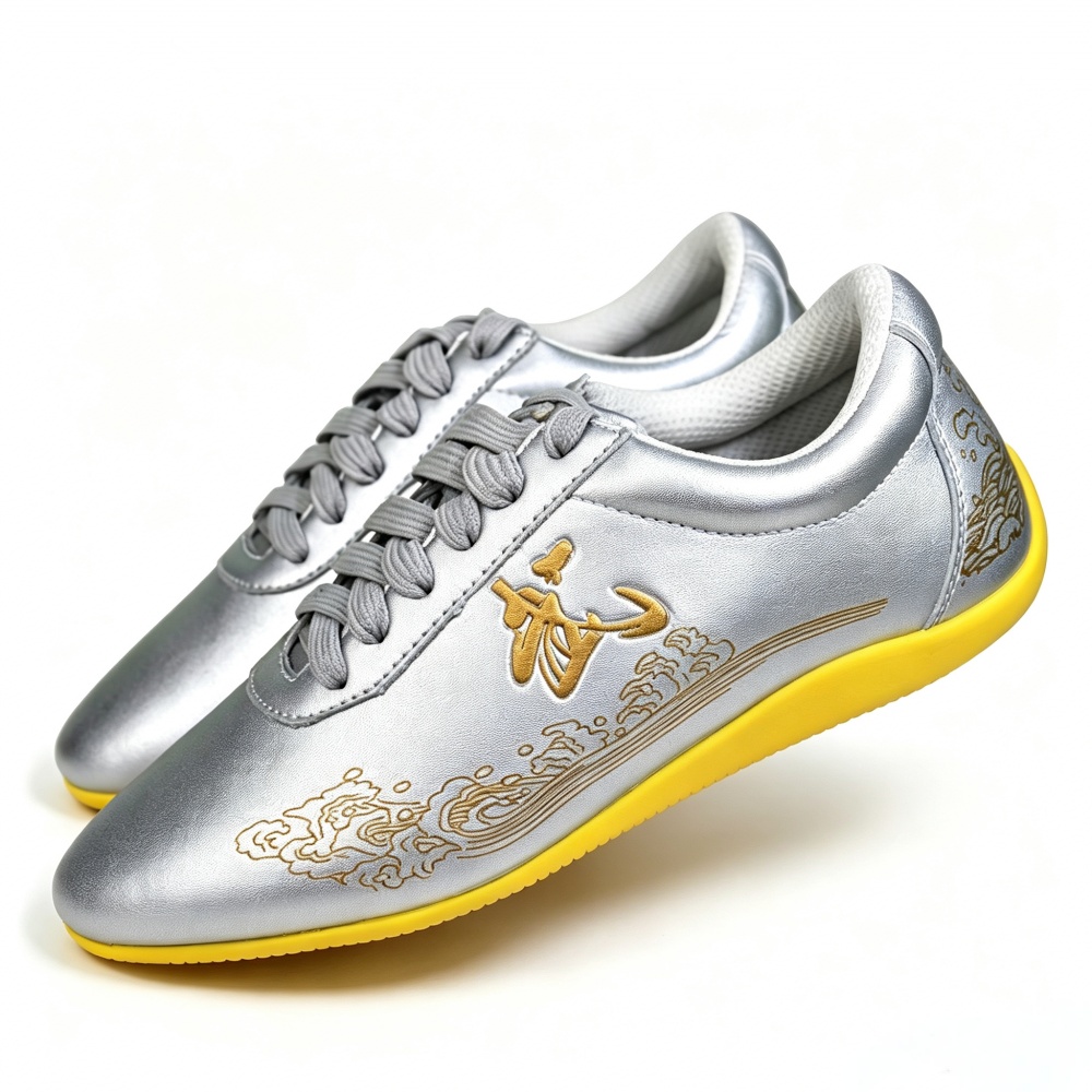 Glossy Genuine Leather Kung Fu - Men Shoes Yellow review and price