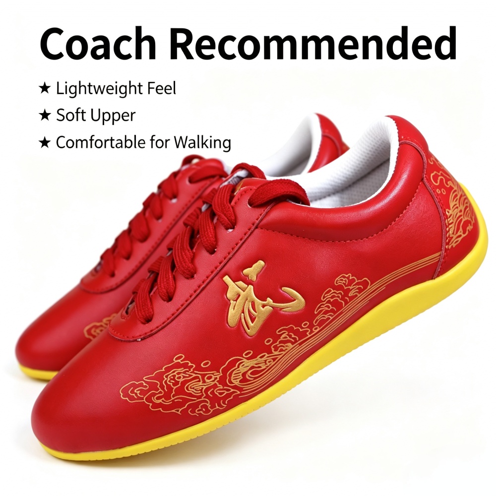 Glossy Genuine Leather Kung Fu - Men Shoes Yellow review and price
